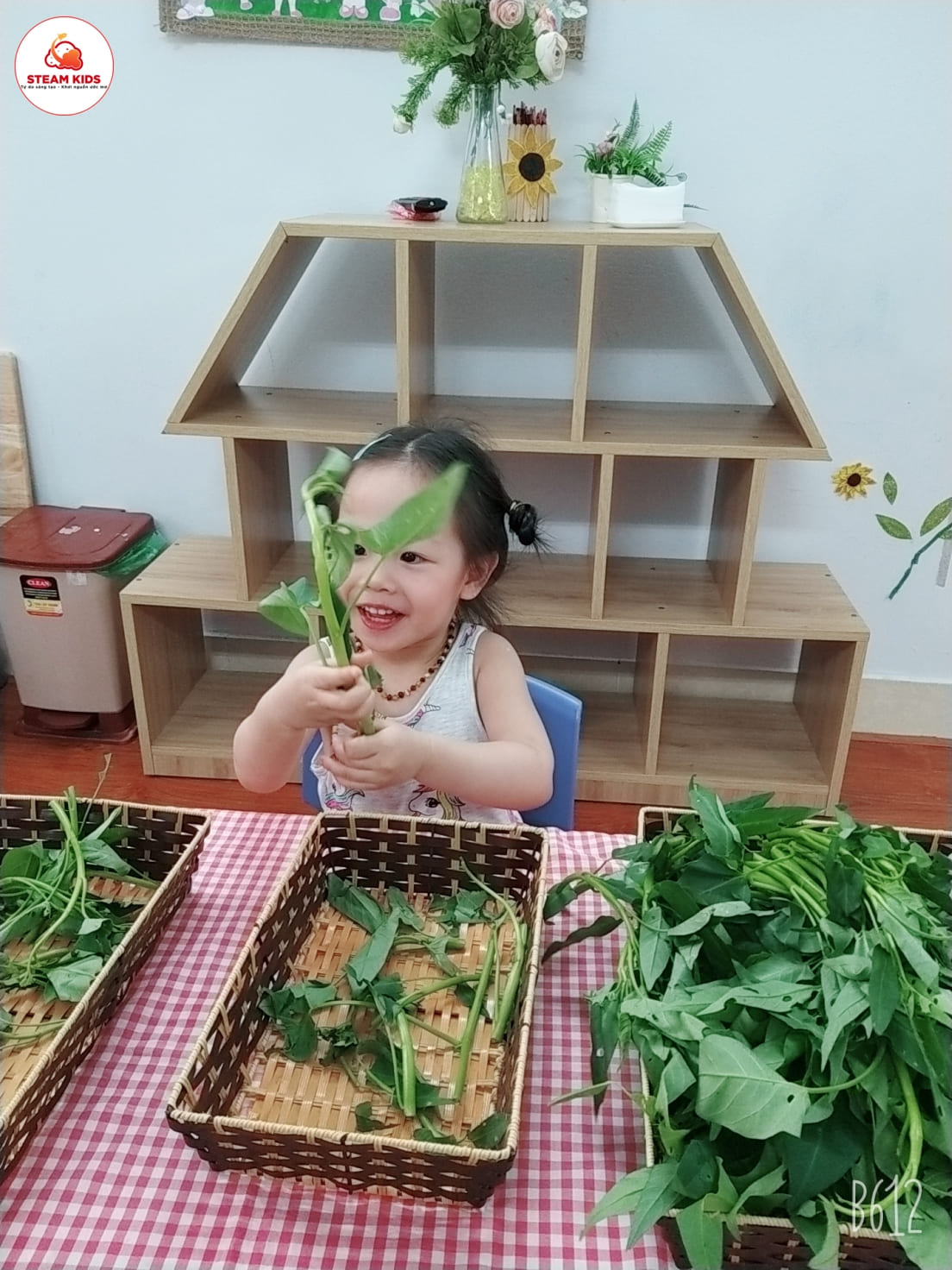 Hoạt Động: Bé Nhặt Rau Muống Lớp Steam 3 - Trường Mầm Non STEAM KIDS