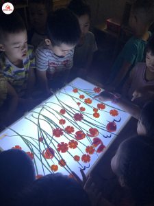 Khám Phá : Thiên Nhiên Và Những Điều Kì Diệu Trên Bàn Ánh Sáng Lớp Steam 4 - Trường Mầm Non STEAM KIDS