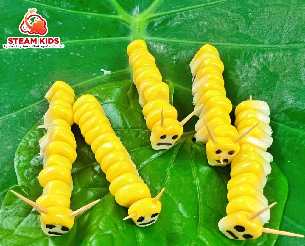 BÉ LÀM NHỮNG CON SÂU NGỘ NGHĨNH TỪ HẠT NGÔ - Trường Mầm Non STEAM KIDS