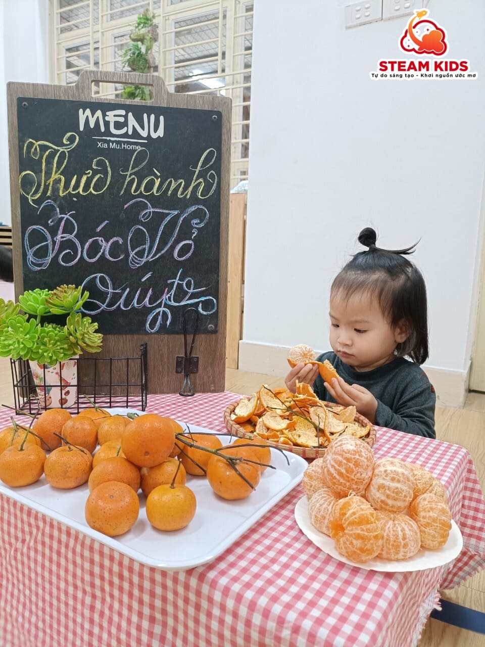Thực hành Cuộc Sống: Bóc Vỏ Quýt Lớp Steam 13 - Trường Mầm Non STEAM KIDS