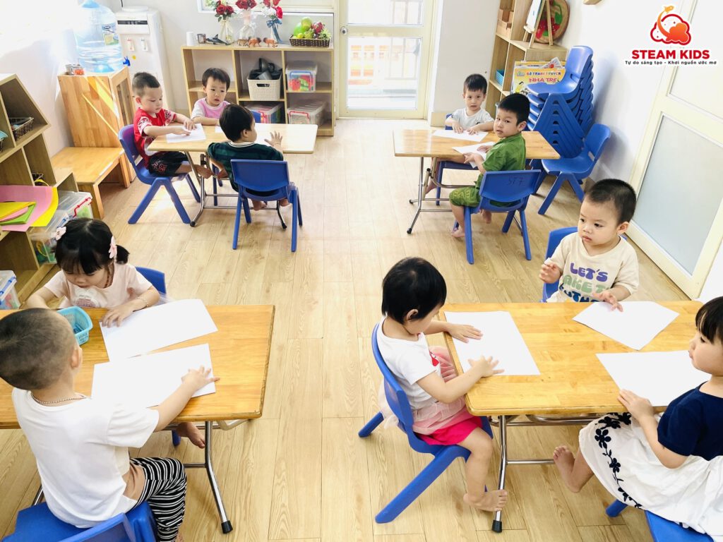 HOẠT ĐỘNG TẠO HÌNH: VẼ MẶT TRỜI VÀ HOA - Trường Mầm Non STEAM KIDS