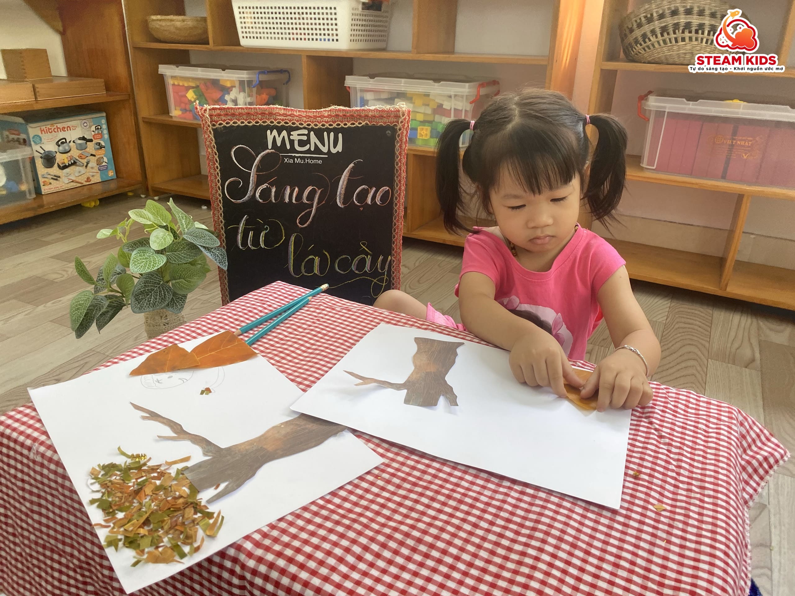 SÁNG TẠO TỪ LÁ CÂY SÁNG TẠO TỪ LÁ CÂY - Trường Mầm Non STEAM KIDS
