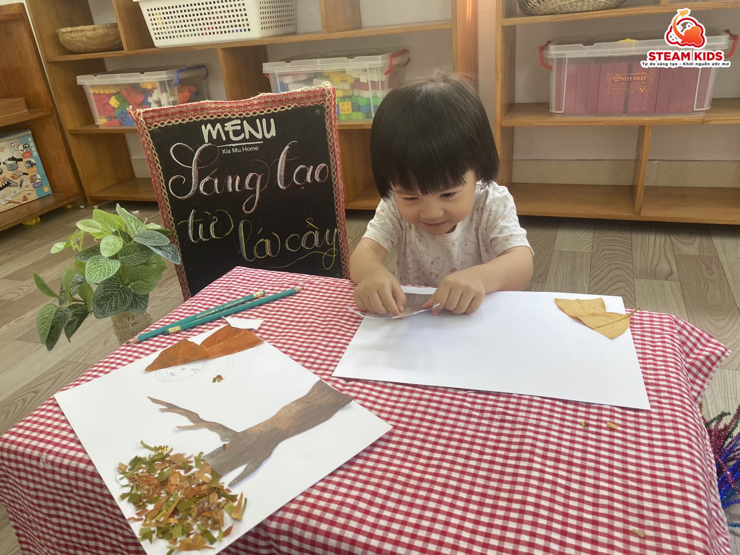 SÁNG TẠO TỪ LÁ CÂY SÁNG TẠO TỪ LÁ CÂY - Trường Mầm Non STEAM KIDS