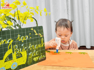 SÁNG TẠO BỨC TRANH Ô TÔ SẮC MÀU - Trường Mầm Non STEAM KIDS