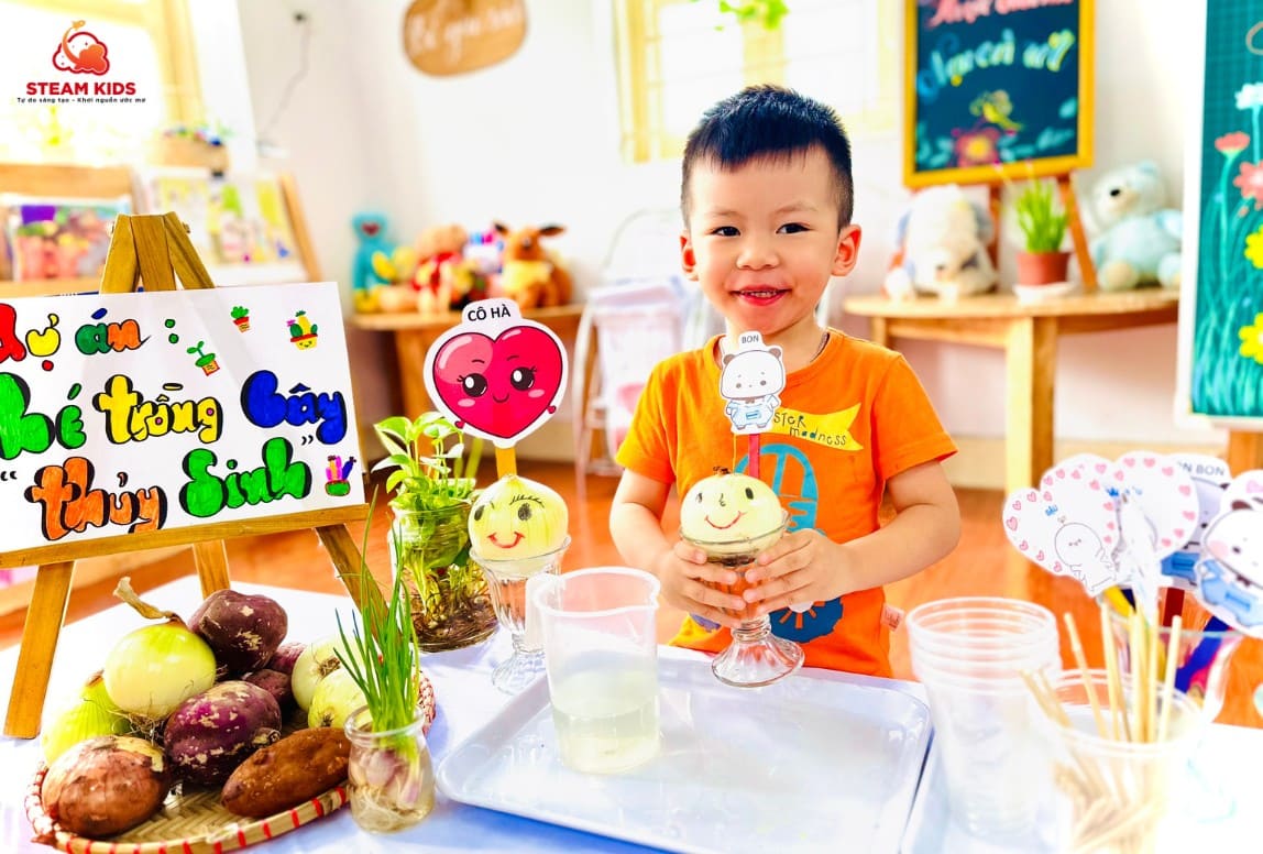 DỰ ÁN: “BÉ TRỒNG CÂY THỦY SINH” DỰ ÁN: “BÉ TRỒNG CÂY THỦY SINH” - Trường Mầm Non STEAM KIDS