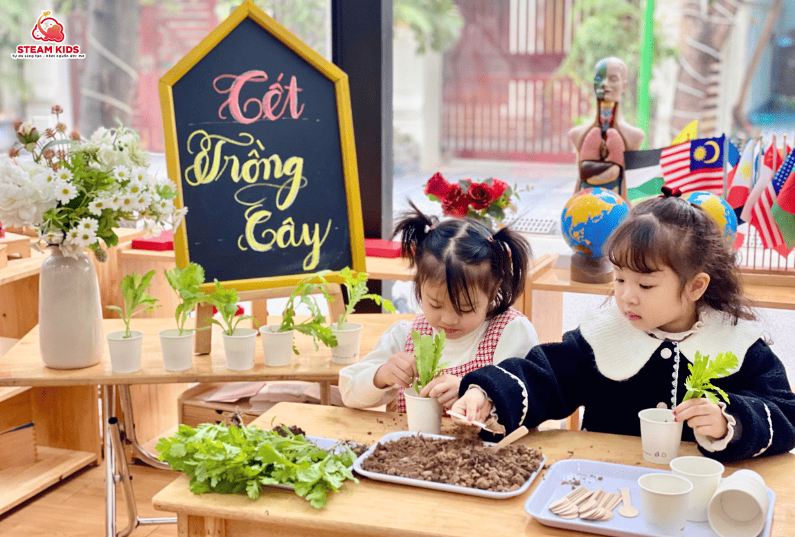 TRẢI NGHIỆM TRỒNG CÂY MÙA XUÂN CÙNG STEAM 16 - Trường Mầm Non STEAM KIDS