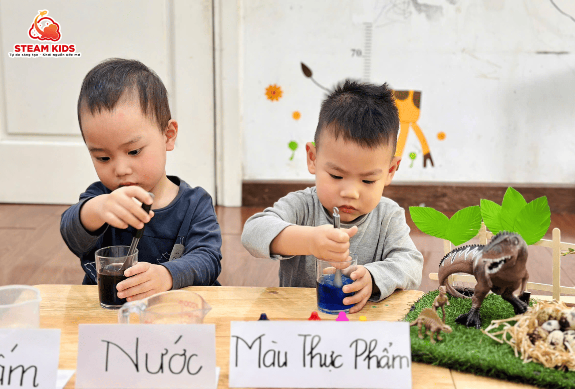 THÍ NGHIỆM: “SỰ ĐỔI MÀU CỦA TRỨNG” THÍ NGHIỆM: “SỰ ĐỔI MÀU CỦA TRỨNG” - Trường Mầm Non STEAM KIDS