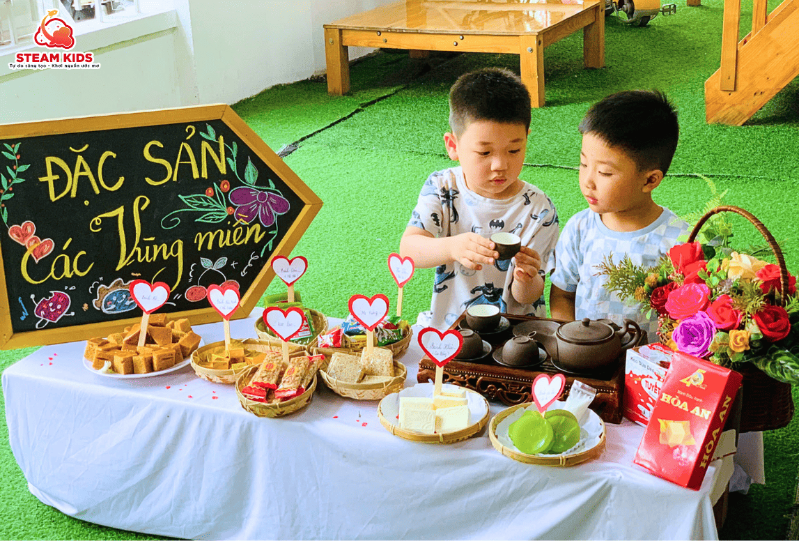 GIỜ HỌC KHÁM PHÁ VÀ THƯỞNG THỨC ĐẶC SẢN VÙNG MIỀN GIỜ HỌC KHÁM PHÁ VÀ THƯỞNG THỨC ĐẶC SẢN VÙNG MIỀN - Trường Mầm Non STEAM KIDS