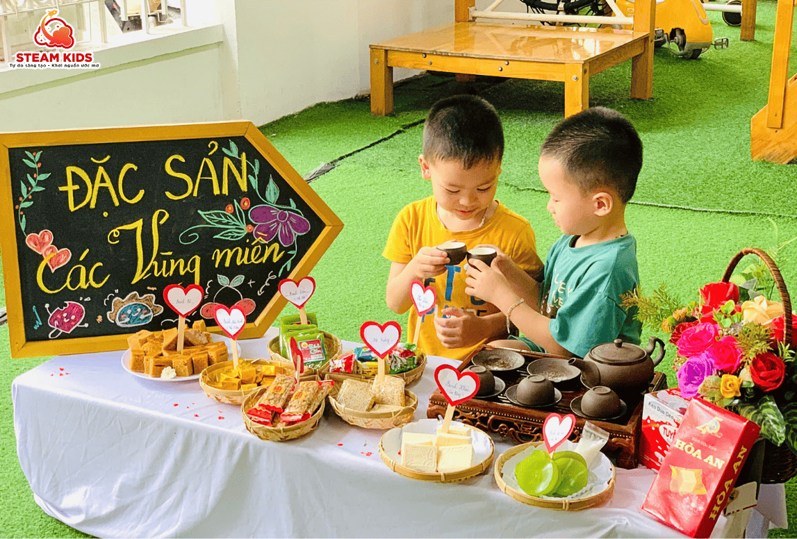 GIỜ HỌC KHÁM PHÁ VÀ THƯỞNG THỨC ĐẶC SẢN VÙNG MIỀN GIỜ HỌC KHÁM PHÁ VÀ THƯỞNG THỨC ĐẶC SẢN VÙNG MIỀN - Trường Mầm Non STEAM KIDS