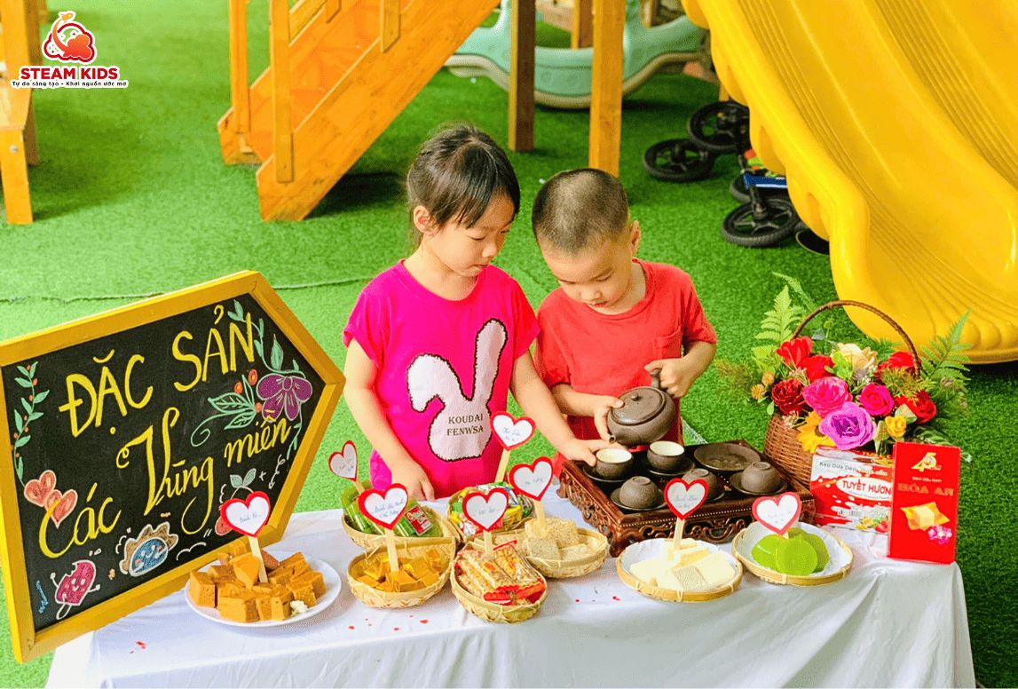 GIỜ HỌC KHÁM PHÁ VÀ THƯỞNG THỨC ĐẶC SẢN VÙNG MIỀN GIỜ HỌC KHÁM PHÁ VÀ THƯỞNG THỨC ĐẶC SẢN VÙNG MIỀN - Trường Mầm Non STEAM KIDS