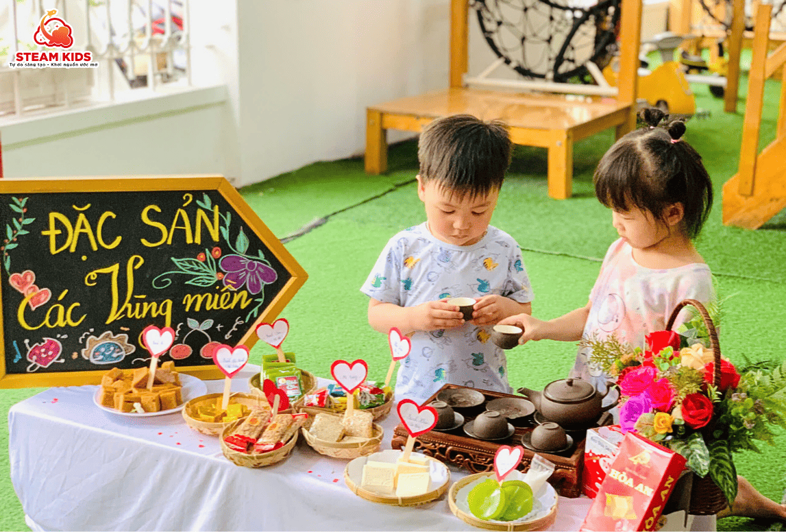 GIỜ HỌC KHÁM PHÁ VÀ THƯỞNG THỨC ĐẶC SẢN VÙNG MIỀN GIỜ HỌC KHÁM PHÁ VÀ THƯỞNG THỨC ĐẶC SẢN VÙNG MIỀN - Trường Mầm Non STEAM KIDS