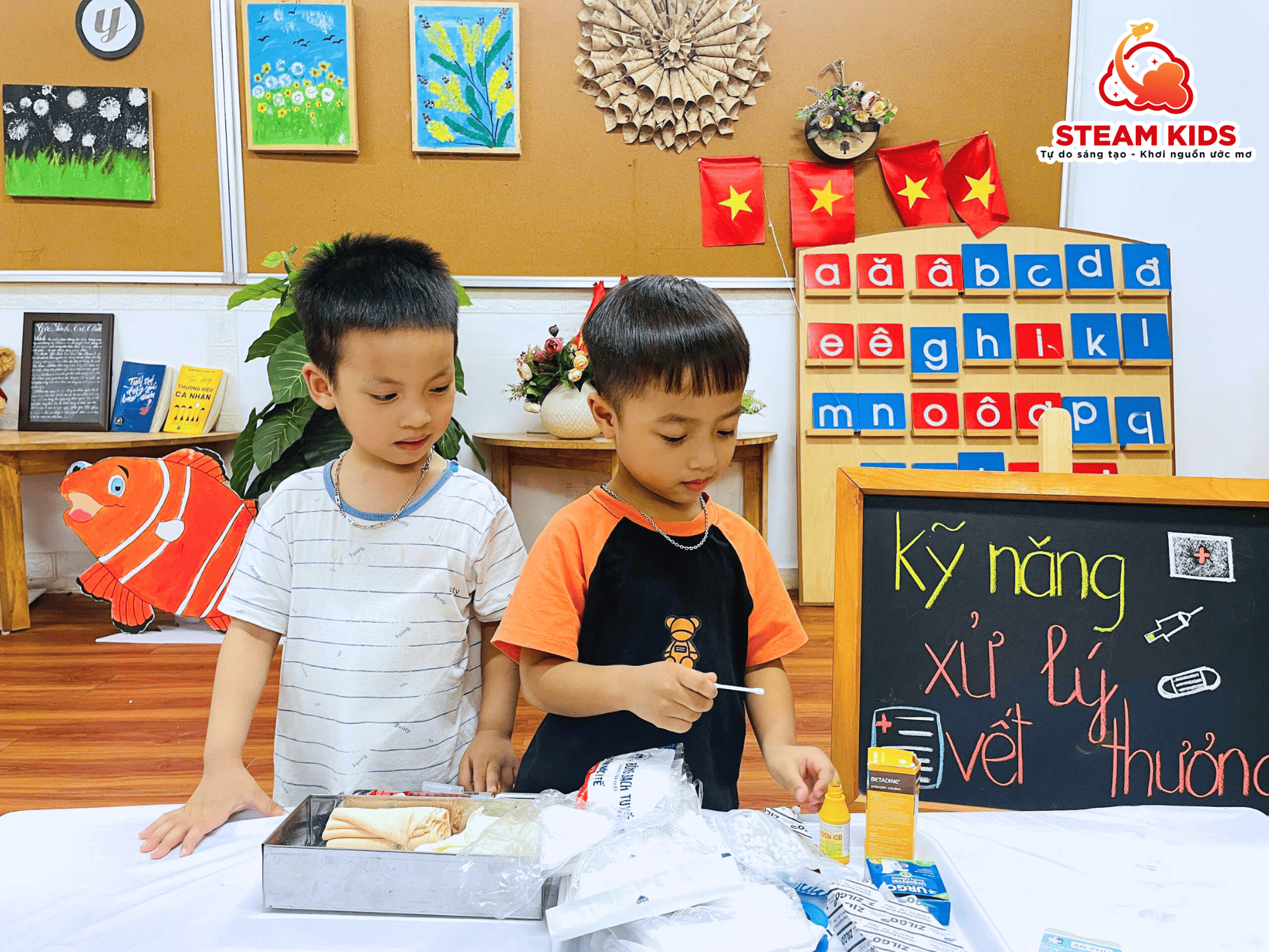 TIẾT HỌC KỸ NĂNG SỐNG: BÉ TỰ XỬ LÝ VẾT THƯƠNG TIẾT HỌC KỸ NĂNG SỐNG: BÉ TỰ XỬ LÝ VẾT THƯƠNG - Trường Mầm Non STEAM KIDS