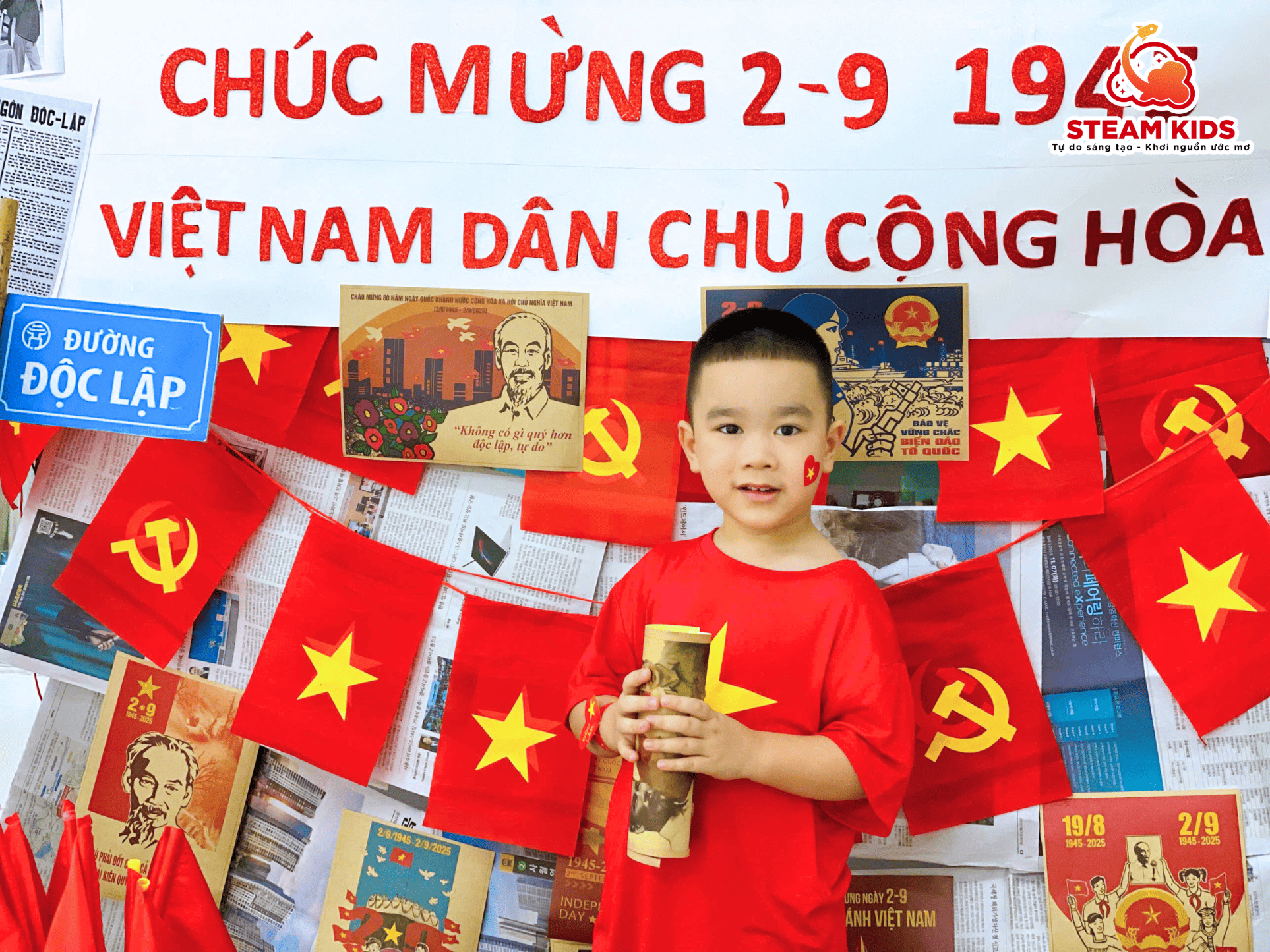TƯNG BỪNG HOẠT ĐỘNG HƯỞNG ỨNG NGÀY QUỐC KHÁNH 02/09 TẠI MẦM NON STEAM KIDS - Trường Mầm Non STEAM KIDS