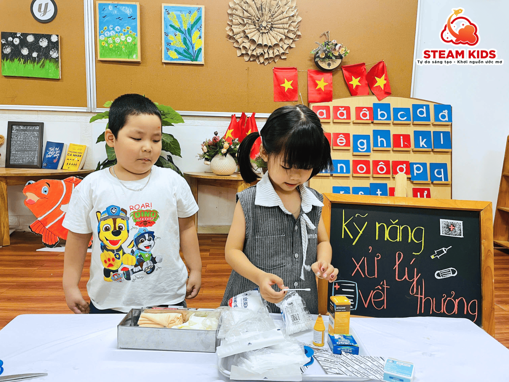 TIẾT HỌC KỸ NĂNG SỐNG: BÉ TỰ XỬ LÝ VẾT THƯƠNG TIẾT HỌC KỸ NĂNG SỐNG: BÉ TỰ XỬ LÝ VẾT THƯƠNG - Trường Mầm Non STEAM KIDS