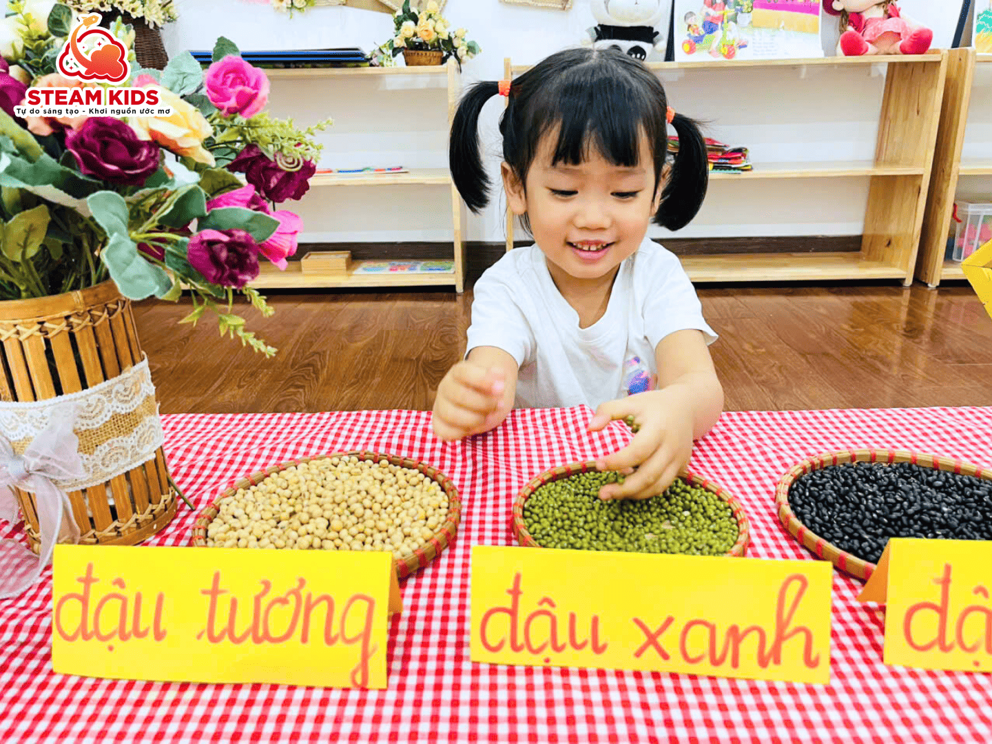 TIẾT HỌC KỸ NĂNG SỐNG: NHẬN BIẾT CÁC LOẠI HẠT ĐẬU - Trường Mầm Non STEAM KIDS