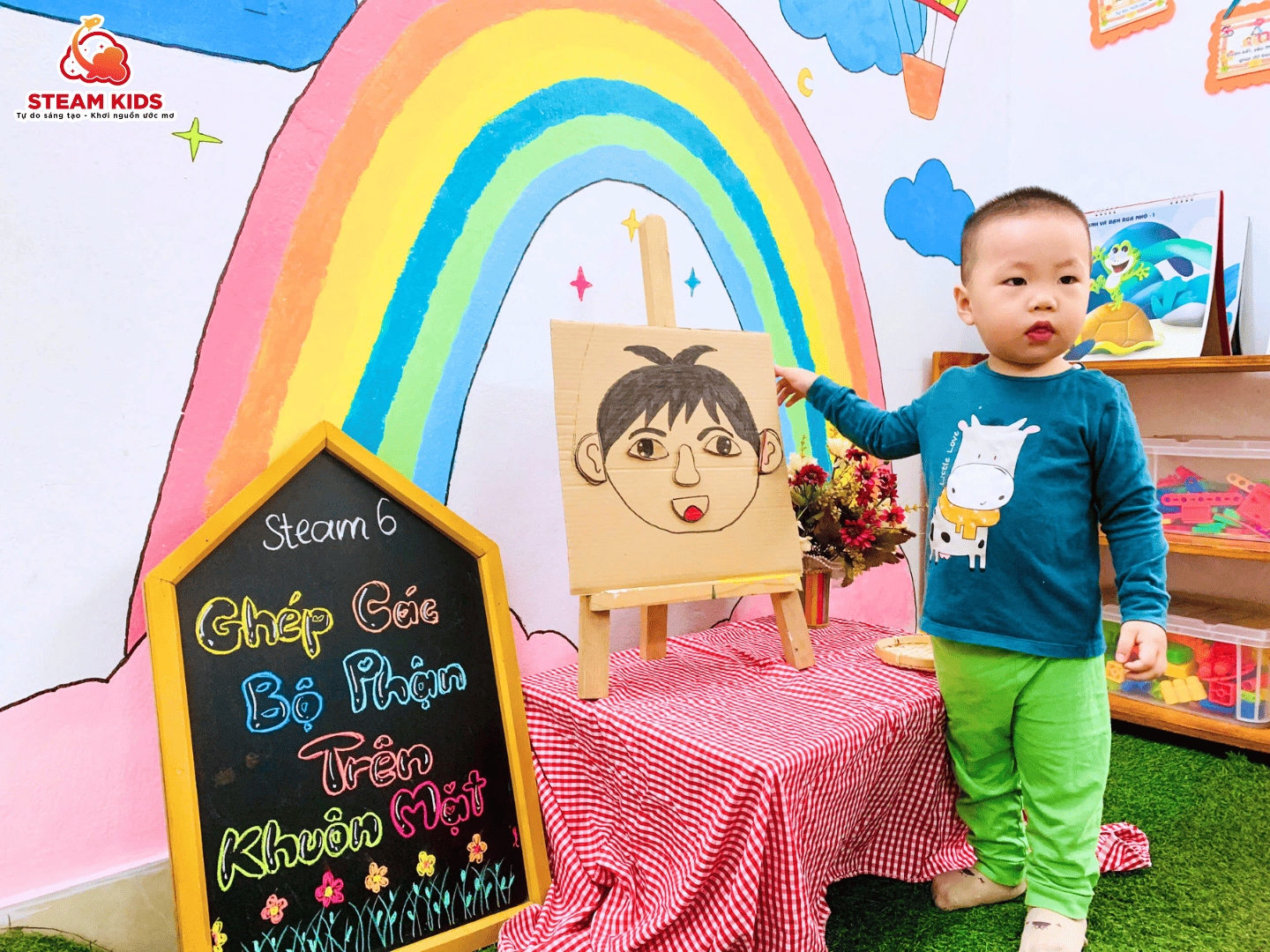 TIẾT HỌC VUI NHỘN: GHÉP CÁC BỘ PHẬN TRÊN KHUÔN MẶT - Trường Mầm Non STEAM KIDS