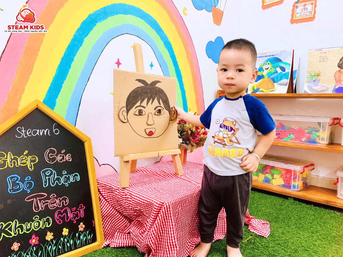 TIẾT HỌC VUI NHỘN: GHÉP CÁC BỘ PHẬN TRÊN KHUÔN MẶT - Trường Mầm Non STEAM KIDS