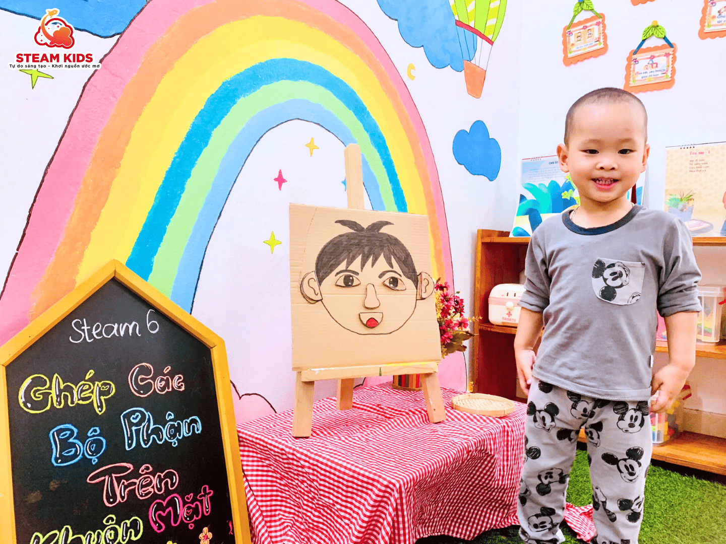 TIẾT HỌC VUI NHỘN: GHÉP CÁC BỘ PHẬN TRÊN KHUÔN MẶT - Trường Mầm Non STEAM KIDS