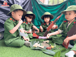 “BỮA CƠM CỦA CÁC CHÚ BỘ ĐỘI NHÍ” - Trường Mầm Non STEAM KIDS