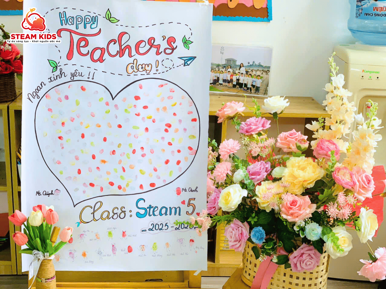 BỨC TRANH VÂN TAY – GẮN KẾT CÔ TRÒ LỚP STEAM 5 - Trường Mầm Non STEAM KIDS